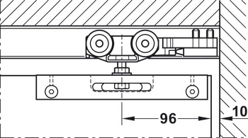 Schienensatz, für die Wandtaschenlösung, für Schiebetürbeschläge Häfele Slido D-Line11 50I / 80I / 120I, 50L / 80L / 120L, 50J / 80J / 120J