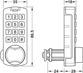 Pin-Code-Verschluss, mit Tastaturfeld