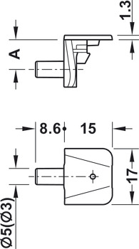 Trägerteil, Tab 15, für Holzdicke 18 mm