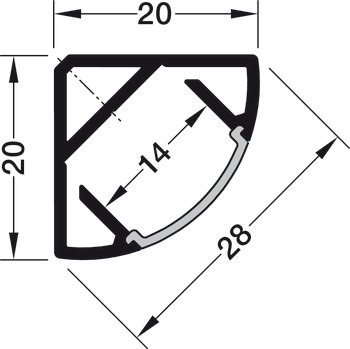 Eckprofil, Häfele Loox Profil 2195 für LED-Bänder 10 mm