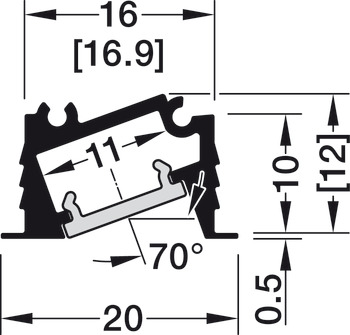 Einbauprofil, Häfele Loox5, Profil 1106, für LED-Bänder, Polycarbonat