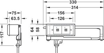 Steckdosenelement, 4-fach USB-Ladestation, für Schubkästen