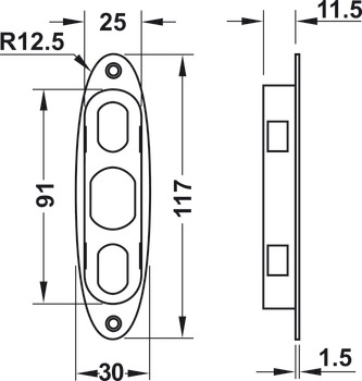 Schiebetür-Muschelgriffe, Valli + Valli, Modell K1186