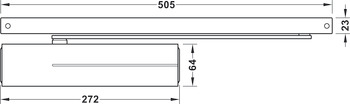 Obentürschließer, Assa Abloy DC 500 mit Gleitschiene und Feststelleinheit, EN 1–4