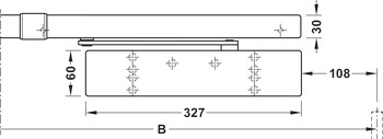 Obentürschließer, Geze TS 5000 L-R-ISM VP, für 2-flügelige Türen, mit elektromechanischer Feststellung und Rauchschalterzentrale, Normalmontage Bandgegenseite, EN 2–6