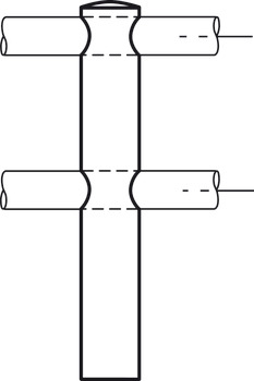 Relinghalter, Tablarreling-System, für 1 Relingstange 6 mm, Mittelstütze