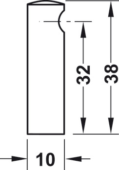Relinghalter, Tablarreling-System, für 1 Relingstange 6 mm, Mittelstütze
