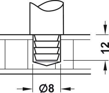 Relinghalter, Tablarreling-System, für 1 Relingstange 10 mm, Endstütze