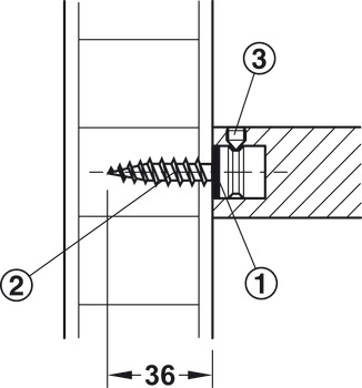 Montageset, Holztüren, einseitige Montage (unsichtbar) mit Stockschraube