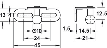 Gasdruckfeder, für Klappen aus Holz oder mit Aluminiumrahmen