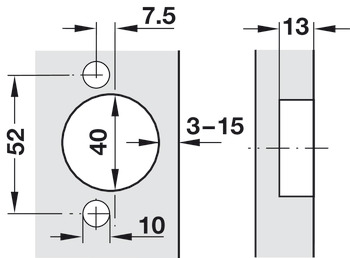 Topfscharnier, Häfele Duomatic 94°, für Holztüren bis 40 mm, Mittel-/Zwillingsanschlag