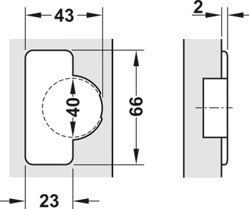 Topfscharnier, Häfele Duomatic 94°, für Holztüren bis 40 mm, Mittel-/Zwillingsanschlag