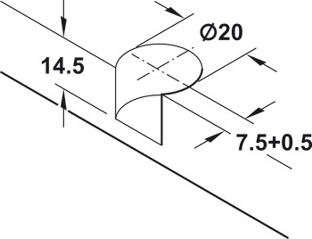 Verbindergehäuse, Häfele Rafix Tab 20 S, für Tablardicke ab 19 mm