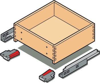 Komplettschubkasten, zur Verwendung mit vormontierten Blenden, Holzschubkasten mit Führung, Service+ Maßgeschneidert