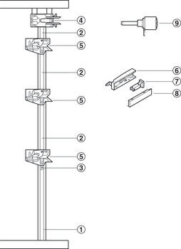 Zentral-Drehverschluss, Häfele Symo, Zylindergehäuse ohne Kern, für Wechselzylinder, mit 1-seitiger Befestigungsplatte