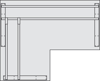 Komplettset Idea A, 90° Eck, Tiefe 800/800 mm, Tischgestellsystem