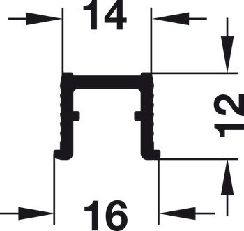 Einfach-Führungsschiene, gebohrt, 16 x 13 mm (B x H)