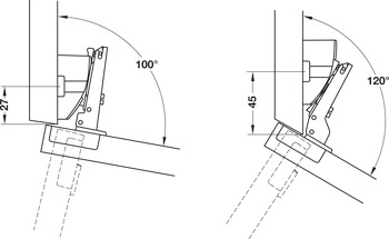 Winkelmontageplatte, Häfele Metalla 510 A, für Winkelanwendungen von +10° bis +30°