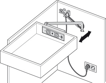 Steckdosenelement, Doppelsteckdose mit 2-fach USB-Ladestation, für Schubkästen