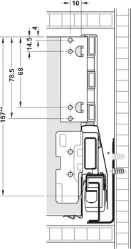 Frontauszug-Garnitur, Häfele Matrix Box P50, mit Panelhalter, Zargenhöhe 92 mm, Tragkraft 50 kg