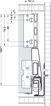 Frontauszug-Garnitur, Häfele Matrix Box P50, mit Panelhalter, Zargenhöhe 115 mm, Tragkraft 50 kg
