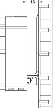 Schubkastenführung, Häfele Matrix Runner OS P50/60, Differenzial-Überauszug, hinter Türen
