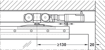 Zusatzgarnitur Anschlagdämpfer, Push-to-Open, für Schiebetürbeschläge Häfele Slido D-Line11, für Holz- und Glastüren