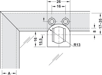 Verschlussteil, Duomatic Push, für Aluminiumrahmen-Profile von 17 bis 35 mm Breite