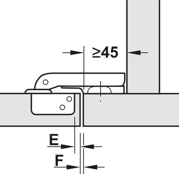 Topfscharnier, Häfele Metalla Mini A 95°, für Stollenanschlag für Holz