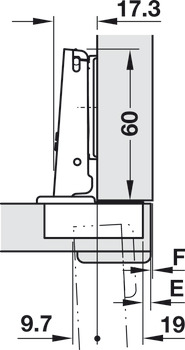Topfscharnier, Häfele Metalla 510 A/SM 94°, für Holztüren bis 40 mm, Eckanschlag