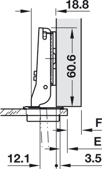 Topfscharnier, Häfele Metalla 510 A/SM 94°, Mittel-/Zwillingsanschlag, für Glastüren