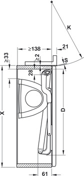 Frontliftbeschlag, Strato,  für einteilige Klappen aus Holz oder mit Aluminiumrahmen