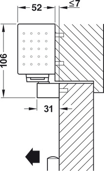 Obentürschließer, Dormakaba TS 99 FLR im Contur Design, mit Gleitschiene, integiertem Rauchmelder und Freilauffunktion, EN 2–5