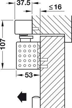 Obentürschließer, Dormakaba TS 93B GSR-EMF 2, im Contur Design, mit Gleitschienen und elektromechanischer Feststellung, für 2-flügelige Türen, EN 2–5