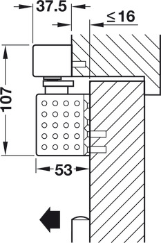 Obentürschließer, Dormakaba TS 93B GSR-EMR 2, im Contur Design, mit Gleitschienen, elektromechanischer Feststellung und integrierter Rauchmeldezentrale, für 2-flügelige Türen, EN 2–5