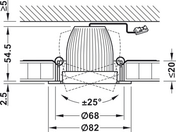 Decken-Einbauleuchte, LED 1150 24 V Bohrloch-Ø 68 mm 