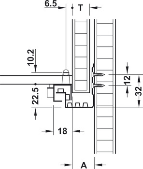 Unterflurführung, Häfele Matrix Runner UM A25, Teilauszug, Tragkraft bis 25 kg, Stahl, Kupplungsmontage