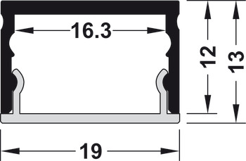 Design-Unterbauprofil, Gesamthöhe: 13 mm, Profilhöhe 12 mm