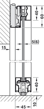 Schiebetürbeschlag, Häfele Slido D-Line43 80N, Rahmentür für Glasfüllung