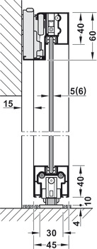 Schiebetürbeschlag, Häfele Slido D-Line43 80N, Rahmentür für Glasfüllung