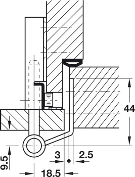 Rahmenteil, Simonswerk V 4400 WF, für ungefälzte und gefälzte Innentüren bis 70/80 kg