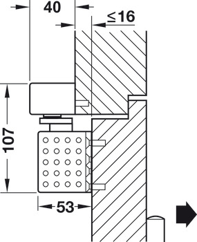 Obentürschließer, Dormakaba TS 93 G EMR im Contur Design, mit Gleitschiene, elektromechanischer Feststellung und integriertem Rauchmelder, EN 2–5