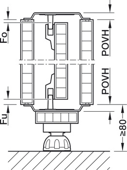 Pocketverbinder-Set, Blum Revego uno, für Konstruktion mit Sockel