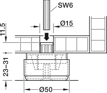 Gleiter-Basiselement, 2-teilig, höhenverstellbar