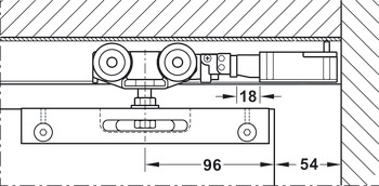 Zusatzgarnitur Anschlagdämpfer, Push-to-Open, für Schiebetürbeschläge Häfele Slido D-Line11, für Holz- und Glastüren