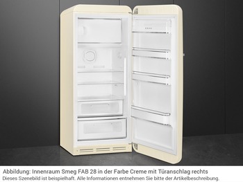 Standkühlschrank, Smeg FAB28RCR5 Standkühlschrank Creme