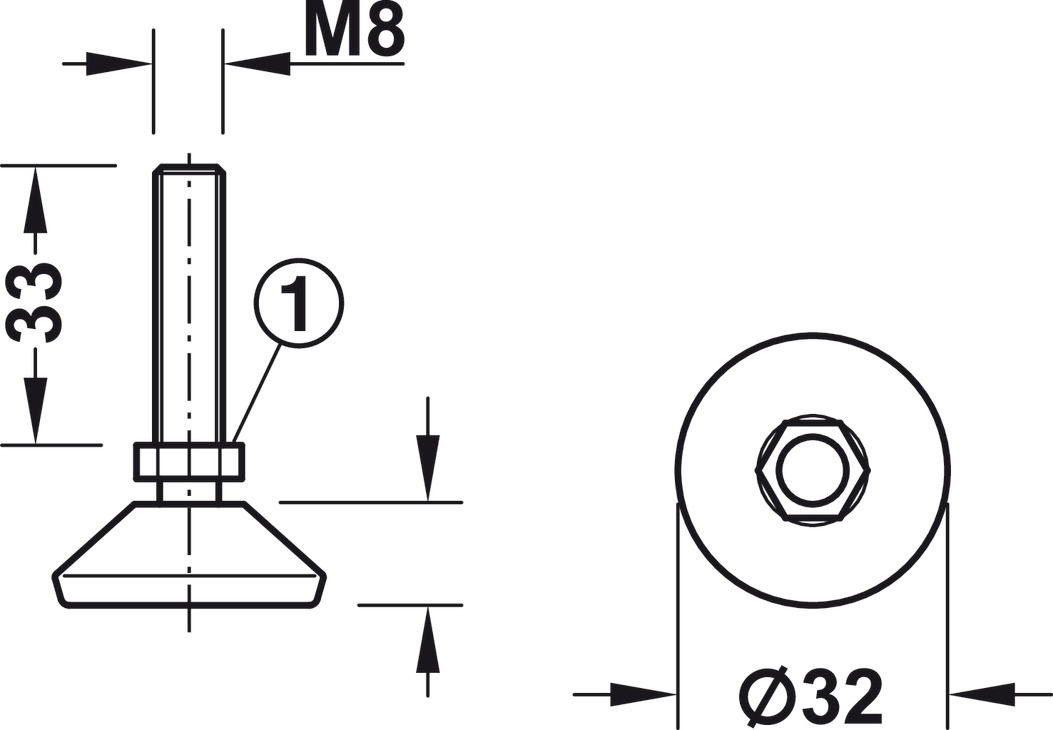 BERN 9 293: Kugelgelenk-Halter, mit Schraube, 60 mm Ø, grau bei reichelt  elektronik