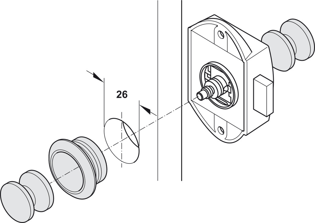 20mm Rosette+Knopf 5er Set  Push Lock Schlösser silber Möbelschloss Mini 