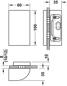 Strike Patch For Sliding Door Lock With Compass Bolt For Glass