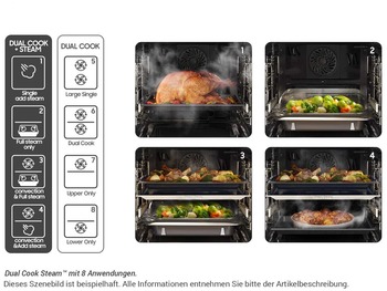 Einbaubackofen, Samsung NV75T8979RK/EG  Infinite Dual Cook Steam Pyrolyse Backofen Onyxschwarz glänzend